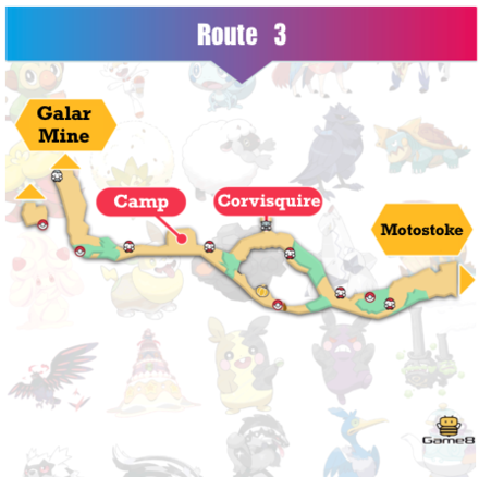 Route 3 Map And Obtainable Pokemon Pokemon Sword And