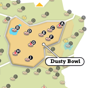 Dusty Bowl Map And Obtainable Pokemon Pokemon Sword And