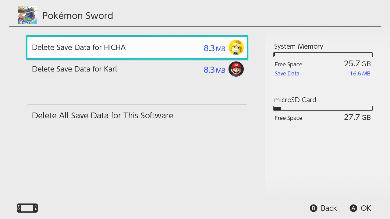 Nintendo Switch Delete Save Data