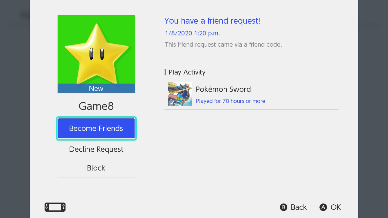 Nintendo Switch Accept Friend Request