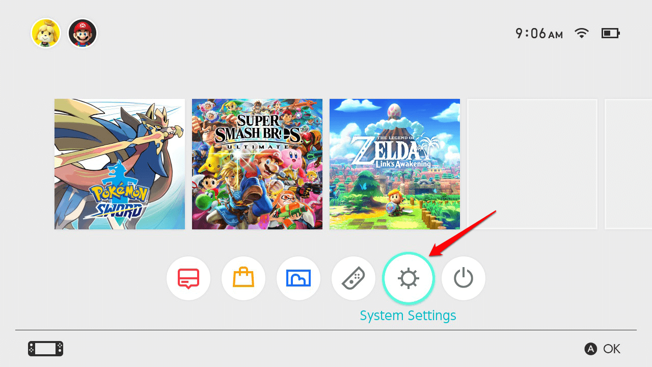 Nintendo Switch Home Screen