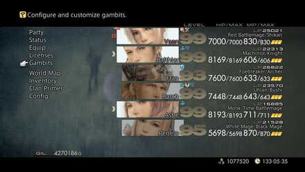 Menu FF12 Gambits