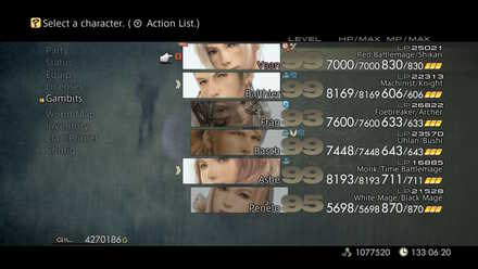Character Selection FF12 Gambits