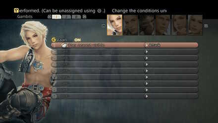 Vaan Gambit Selection FF12 Gambits