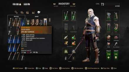 The Witcher 2 inventory, Witcher Wiki