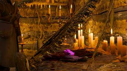 Doll with Voilet Hollyhock Bloom