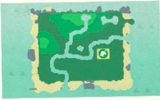 ACNH - Best Island Layout Guide - An island with a bone-shaped lake