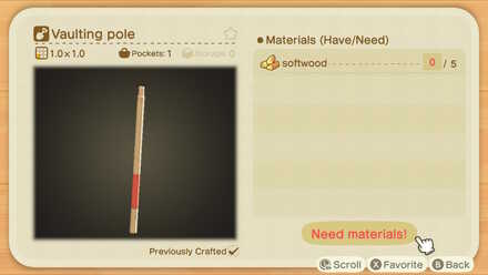 mystery tour island animal crossing ACNH - DIY Recipe for a Vaulting Pole