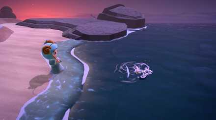 ACNH - A resident fishes on the beach