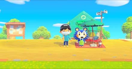 ACNH - A player tries to take a photo with the Pop filter