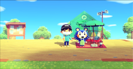 ACNH - A player tries to take a photo with the Dramatic filter