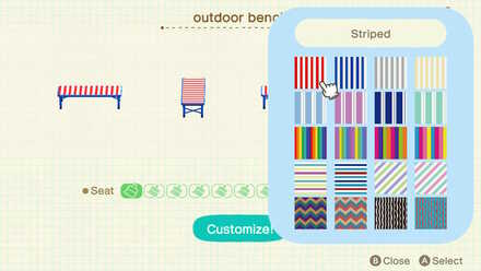 ACNH - Pattern options for outdoor bench