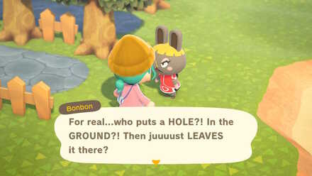 ACNH - Angry resident from falling into pit