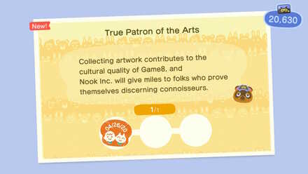 ACNH - The Patron of the Arts Nook Miles reward