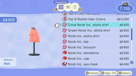 ACNH - Nook Inc. Coral Aloha Shirt DLC