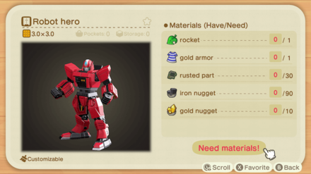 ACNH - Robot Hero DIY Recipe screenshot