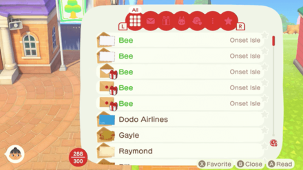 ACNH - A resident opens their mailbox