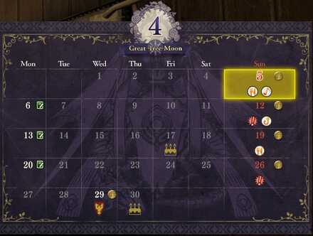 FE3H Chapter 17 (Black Eagles) Calendar