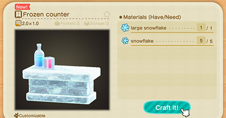 List of Ice Frozen Series Furniture Item Recipes ACNH