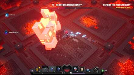 Fiery Forge Fighting the Redstone Monstrosity