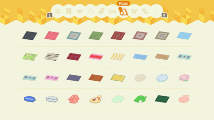 Animal Crossing New Horizons (ACNH) List of Rugs and Mats