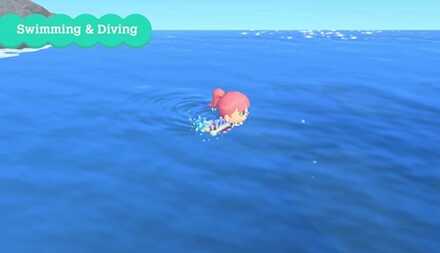 ACNH - A resident swims