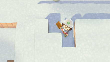 ACNH - A resident creates an L-shaped cliff