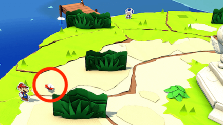 Crescent Moon Island - Red Origami Fish on west side