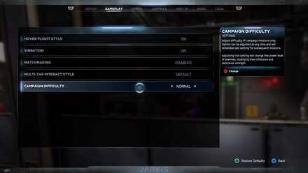 Gameplay Settings Menu