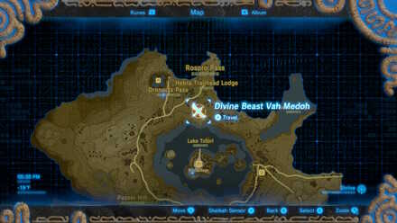 The Legend of Zelda Breath of the Wild (BotW) Divine Beast Vah Medoh Map Location