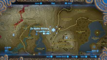 BotW - Ze Kasho Shrine Map Location