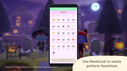 ACNH - A screenshot of Reactions easily accessible in NookLink