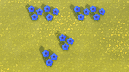 ACNH - A screenshot of flowers showing a layout where flowers won