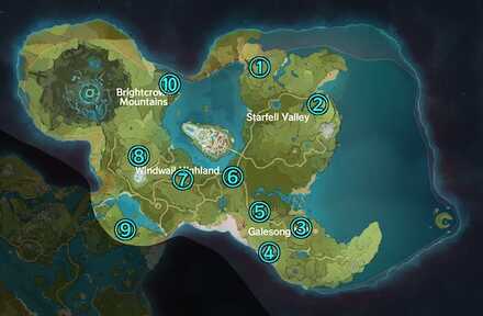 Genshin - Shrines of Depths Locations - Mondstadt Map