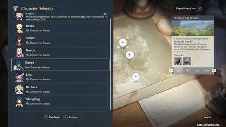 Genshin - Select Expedition Character