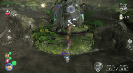 First break the crystal on its back with rock pikmin.png