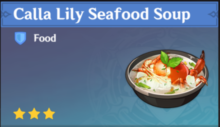 Genshin Impact - How to Get Calla Lily Seafood Soup and Effects