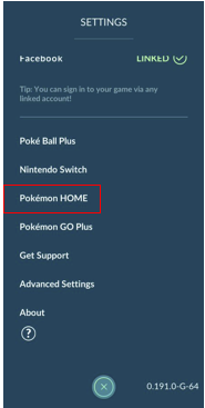 In the Settings -  Select Pokemon HOME.png