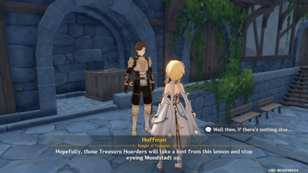 Genshin - Contingencies - Tell Huffman that the Treasure Hoarders are gone