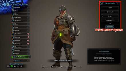 Default Starting Armor Customization