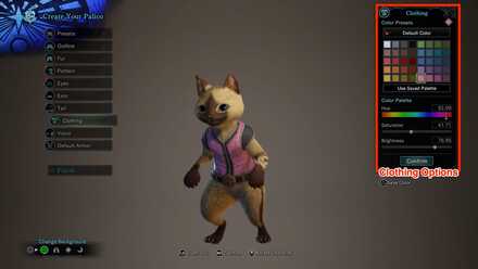 Palico Clothing Customization