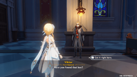 Genshin - A Mysterious Loss - Talk to Viktor for your reward