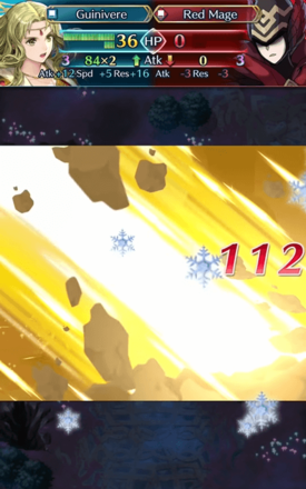 Guinivere landing a fatal hit on a red mage