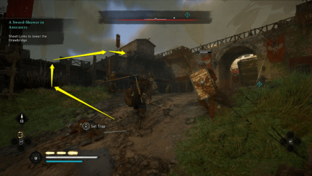 A Sword-Shower in Anecastre - Shoot Links to lower the Drawbridge.png