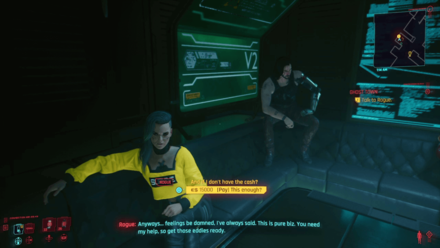 Cyberpunk 2077 - Go to the Afterlife. Talk to Rogue