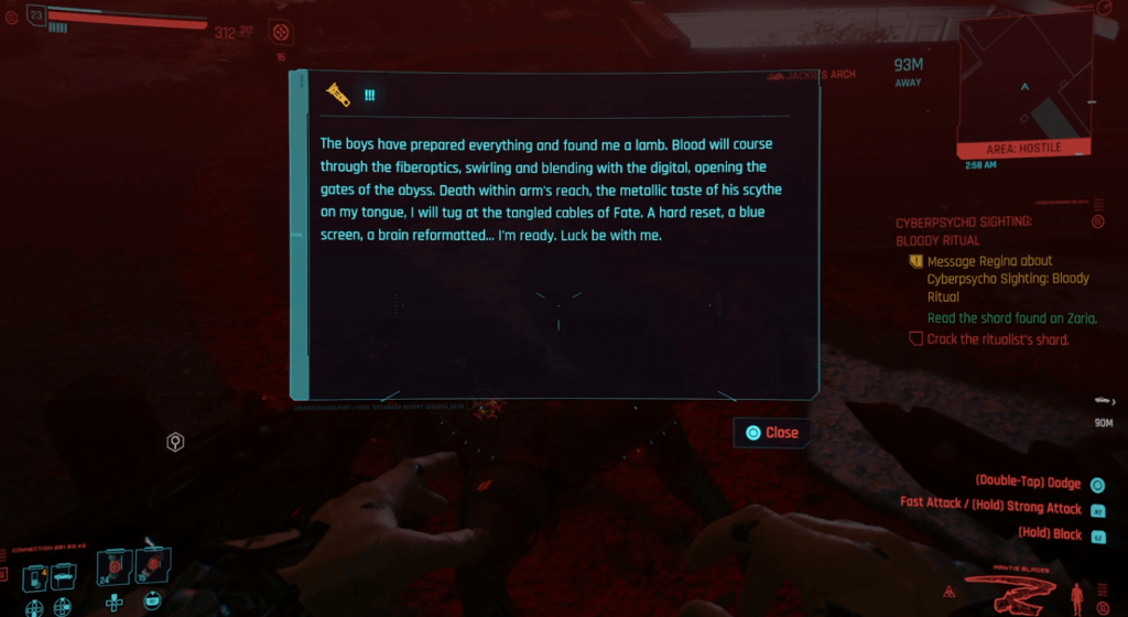 Cyberpunk 2077 Cyberpsychosis Sighting - Bloody Ritual 03.png