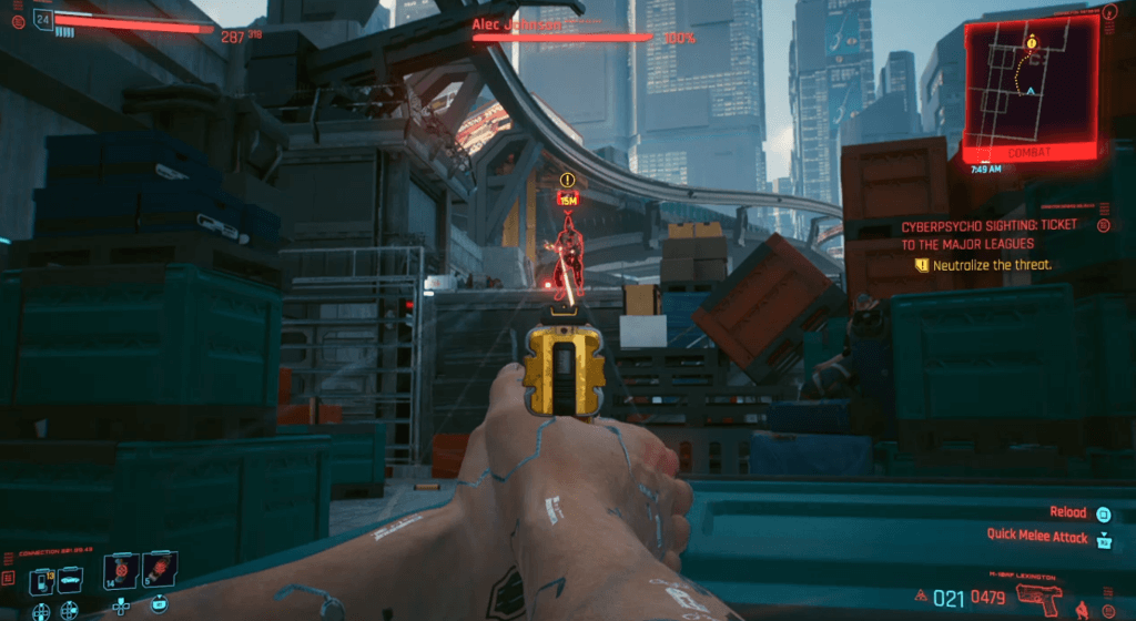 Cyberpunk 2077 Cyberpsychosis Sighting Ticket to the Major Leagues 01.png