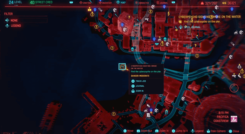 Cyberpunk 2077 Cyberpsycho Sighting Smoke in the Water Map.png