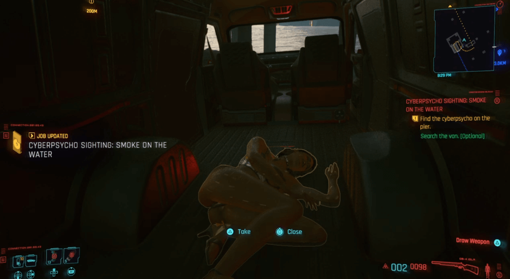 Cyberpunk 2077 Cyberpsycho Sighting Smoke in the Water 01.png