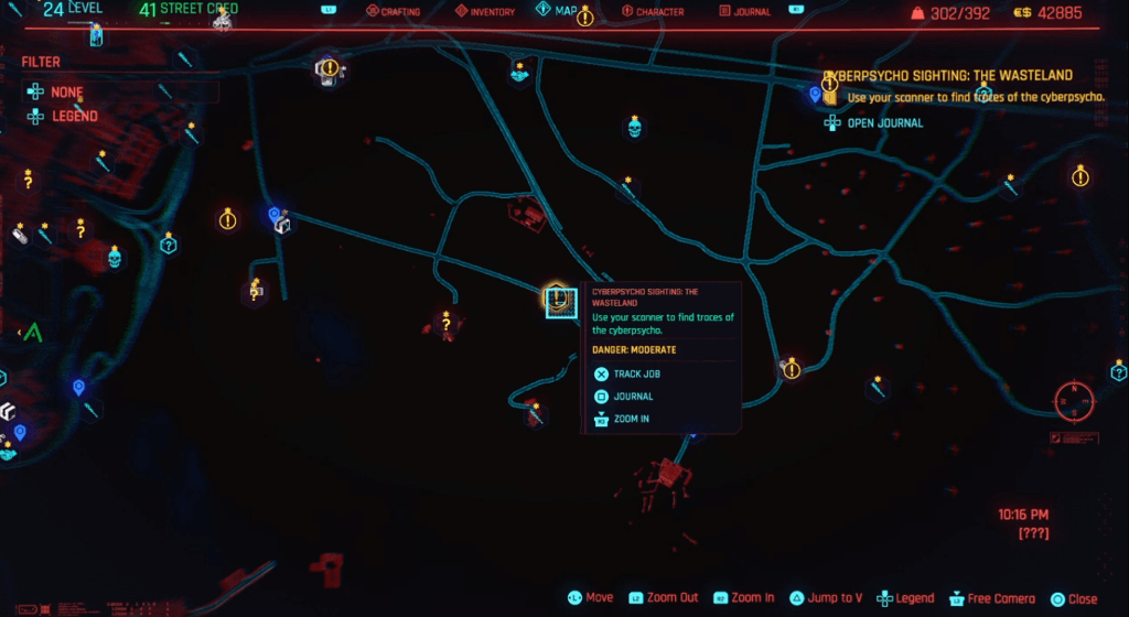 Cyberpunk 2077 Cyberpsycho Sighting The Wasteland Map